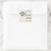 Groene Hart Boom op Ivoor Envelope Seal Vierkante Sticker (Tas)