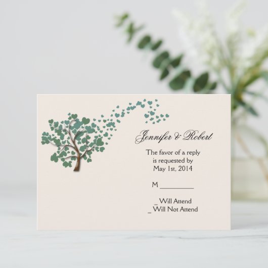 Groene Hart Boom op Ivoor Reactie Kaart (Staand voorkant)