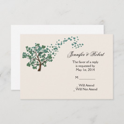 Groene Hart Boom op Ivoor Reactie Kaart (Voorkant / Achterkant)