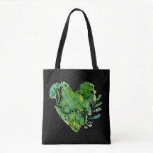 Groene hart canvas tas