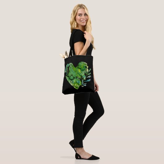 Groene hart canvas tas (Op model)