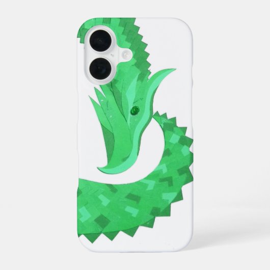 Groene hart draak op wit iPhone 16 hoesje (Achterkant)