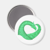 Groene hart draak op wit magneet (Voorkant / Achterkant)