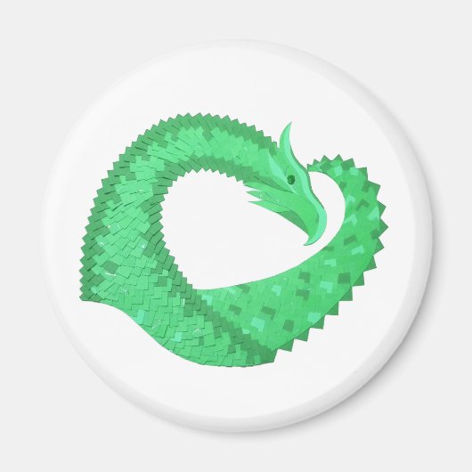 Groene hart draak op wit magneet (Voorkant)