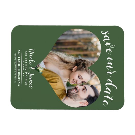 Groene Hart Foto Bruiloft Save the Date Magneet (Horizontaal)