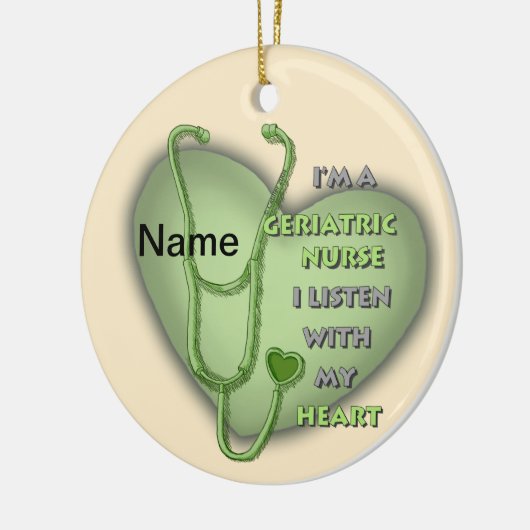 Groene hart Geriatric Nurse Keramisch Ornament (Links)
