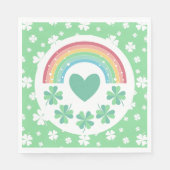 Groene Hart Klaver & Regenboog Lucky One Servet (Voorkant)