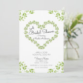 Groene Hart laat Shabby Chic Bruidsdouche Kaart (Staand voorkant)