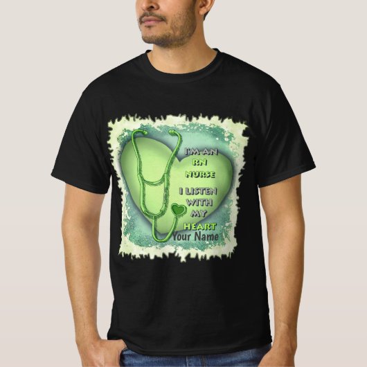 Groene Hart RN Geregistreerde Verpleegkundige T-shirt (Voorkant)
