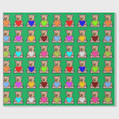 Groene Hart Teddy Bears Cadeaupapier (Vlak)