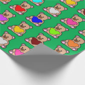 Groene Hart Teddy Bears Cadeaupapier (Hoek)