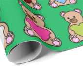 Groene Hart Teddy Bears Cadeaupapier (Rol Hoek)