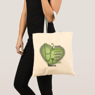 Groene hart uitzonderlijke verpleegkundige tote bag