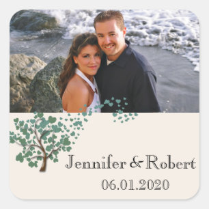 Groene Hartboom op Ivoor Favor Sticker