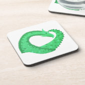 Groene hartdraak op wit bier onderzetter (Linkerzijde)