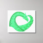 Groene hartdraak op wit canvas afdruk (Voorkant)
