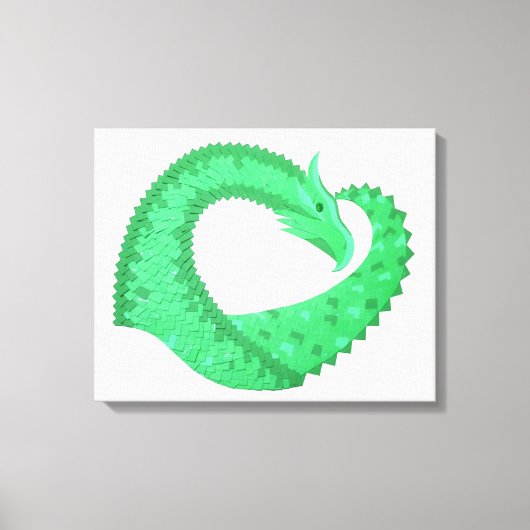 Groene hartdraak op wit canvas afdruk (Voorkant)