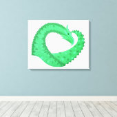 Groene hartdraak op wit canvas afdruk (Insitu (Houten vloer))