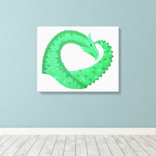 Groene hartdraak op wit canvas afdruk (Insitu (Houten vloer))