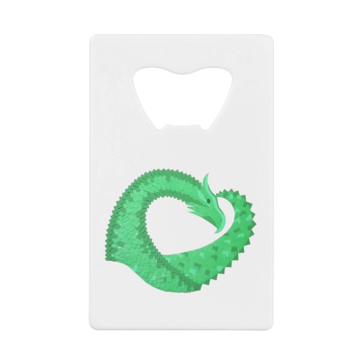 Groene hartdraak op wit creditkaart flessenopener (Voorkant)