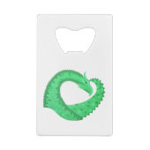 Groene hartdraak op wit creditkaart flessenopener (Achterkant)