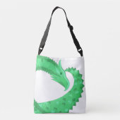 Groene hartdraak op wit crossbody tas (Achterkant)