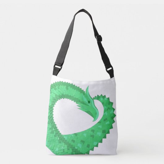 Groene hartdraak op wit crossbody tas (Voorkant)