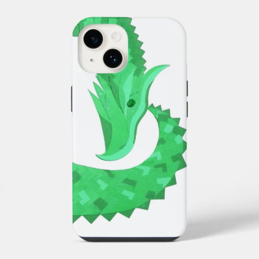 Groene hartdraak op wit iPhone hoesje (Achterkant)