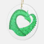 Groene hartdraak op wit keramisch ornament (Links)