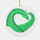 Groene hartdraak op wit keramisch ornament (Achterkant)