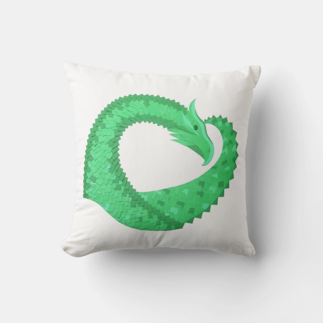 Groene hartdraak op wit kussen (Voorkant)