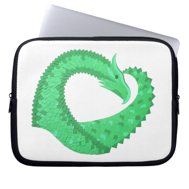 Groene hartdraak op wit laptop sleeve (Voorkant)