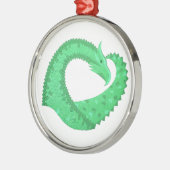 Groene hartdraak op wit metalen ornament (Links)