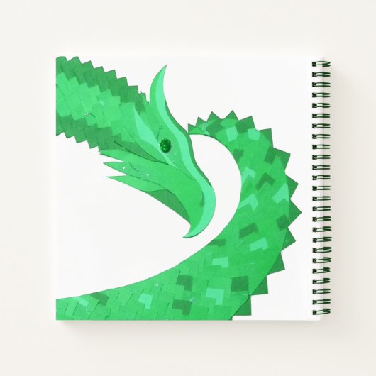 Groene hartdraak op wit notitieboek (Achterkant)