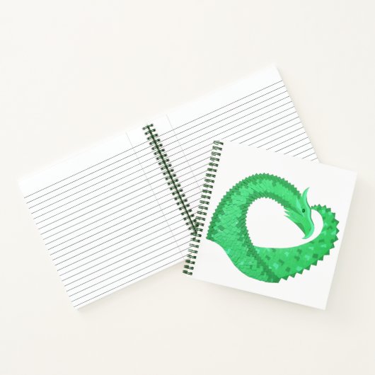 Groene hartdraak op wit notitieboek (Binnen)