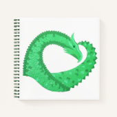 Groene hartdraak op wit notitieboek (Voorkant)