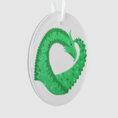 Groene hartdraak op wit ornament (voorkant)