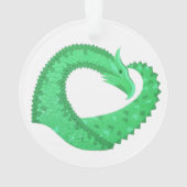 Groene hartdraak op wit ornament (achterkant)