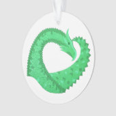 Groene hartdraak op wit ornament (voorkant)