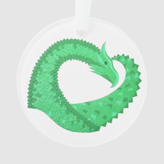 Groene hartdraak op wit ornament (voorkant)