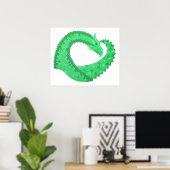 Groene hartdraak op wit poster (Thuiskantoor)