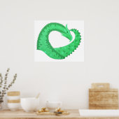 Groene hartdraak op wit poster (Keuken)
