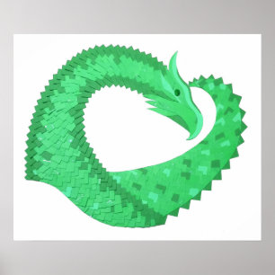 Groene hartdraak op wit poster