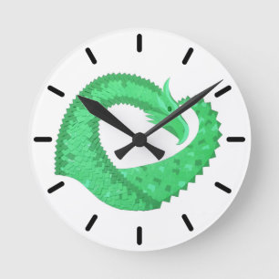 Groene hartdraak op wit ronde klok