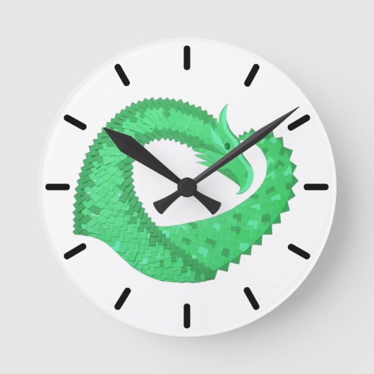 Groene hartdraak op wit ronde klok (Voorkant)
