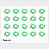 Groene hartdraak op wit ronde sticker (Vel)