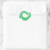 Groene hartdraak op wit ronde sticker (Tas)