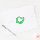 Groene hartdraak op wit ronde sticker (Envelop)