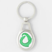Groene hartdraak op wit sleutelhanger (Voorkant)