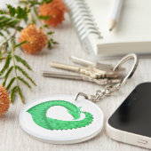 Groene hartdraak op wit sleutelhanger (Voorkant Rechts)